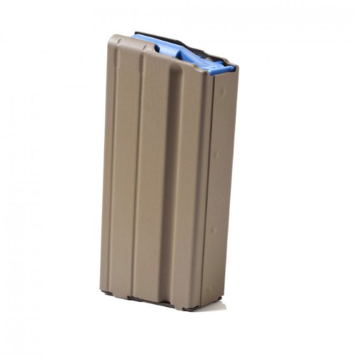 6.5 GRENDEL MAGAZINE - FDE MARLUBE, BLUE FOLLOWER, STAINLESS STEEL, 15/RD